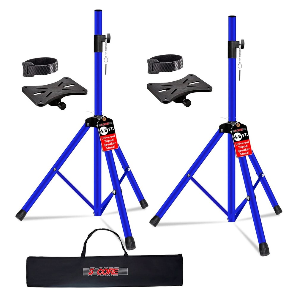 5 Core Pair Speaker Stands Height Adjustable 54″ PA DJ Tripod Studio Monitor
