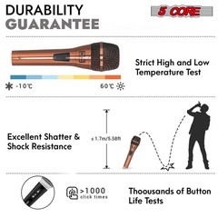 5Core Microphone Pro Neodymium Dynamic Mic XLR Audio Cardiod Karaoke w/ Mic Clip