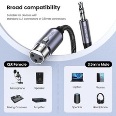 3FT XLR to 3.5Mm Cable, 1/8 Inch TRS to Female Microphone Cable, Balanced