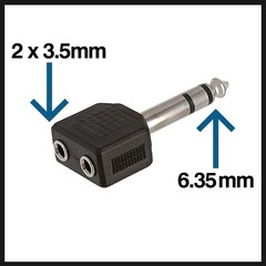 6.35mm Male to Dual 2 AUX 3.5mm Female Stereo Adapter Connector Splitter 10PCS