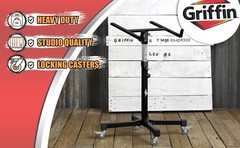 GRIFFIN Studio Music Mixer Stand on Wheels – DJ Recording Gear Cart Table Mount