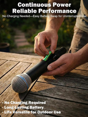 Wireless Microphone System, 328FT Long Range UHF Cordless Mic Set with Handheld