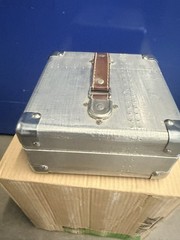 vintage riveted aluminum briefcase, 8×8