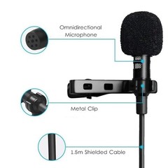 1.5m Mini Portable Lavalier Microphone Condenser Clip-on Lapel Mic Wired USB 3.5