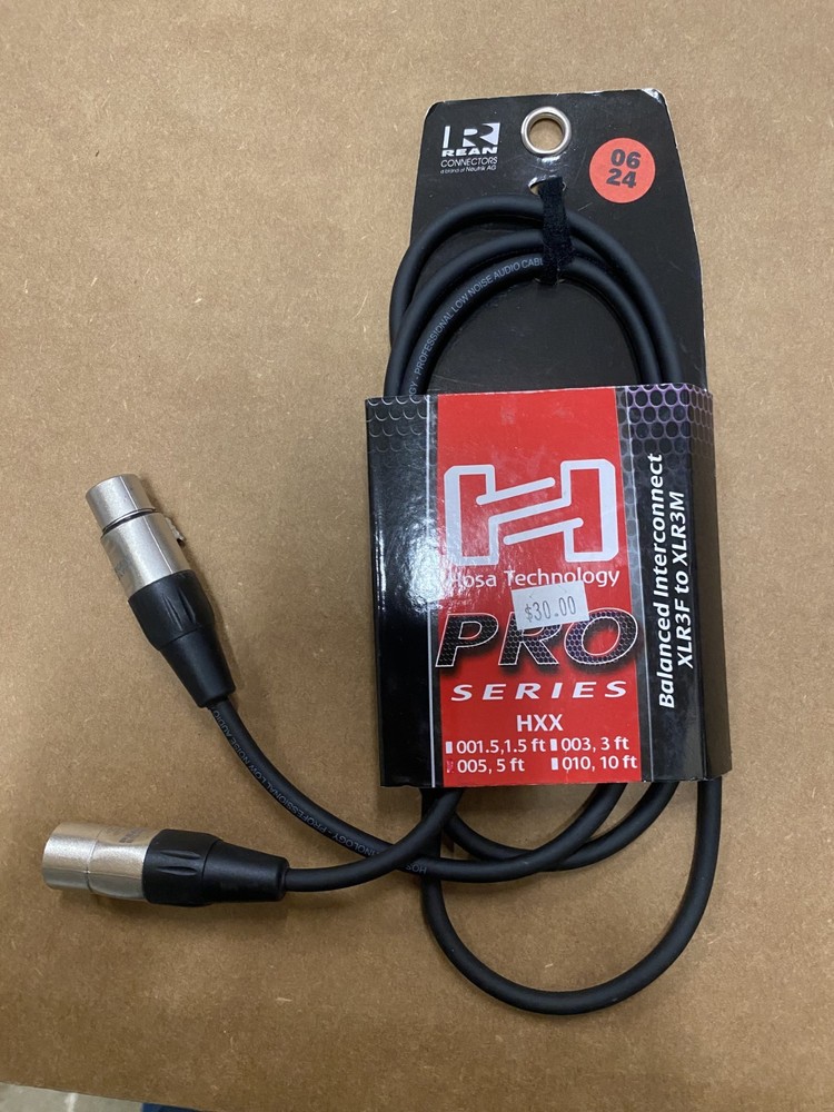 HOSA Pro Series HXX-005 Balanced XLR Interconnect – 5 ft – XLR3F to XLR3M – New