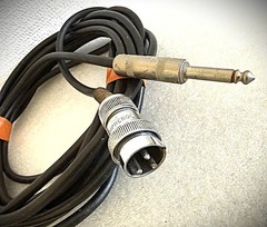 Vintage 1950’s microphone cable-3 pin male Amphenol to male 1/4″ phono plug-20′