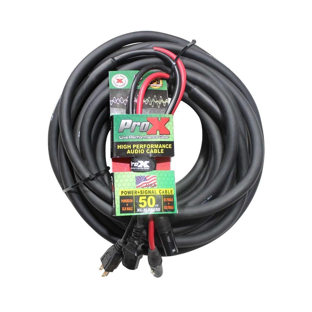 ProX XC-XLREC50 50 FT AC XLR Speaker Audio Combo Power Input Cable
