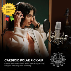 Studio Condenser Microphone 26mm Gold Capsule XLR Kit for Vocal Podcast 79Chars
