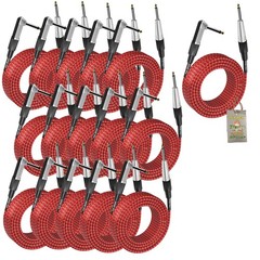 (16 Pack) Electric Guitar Cables | FAT TOAD Woven TS 1/4 Plug Connecter Shielded