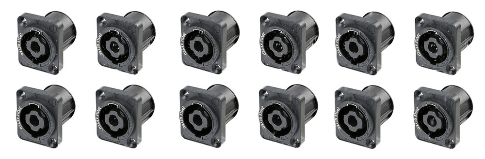 12 PACK NEUTRIK NL2MPXX 2-Pole SPEAKON Panel Mount Twist Lock w/ 3/16″ Flat Tabs