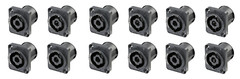 12 PACK NEUTRIK NL2MPXX 2-Pole SPEAKON Panel Mount Twist Lock w/ 3/16″ Flat Tabs