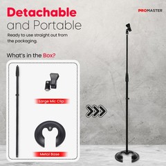 ProMaster Round Base Microphone Stand – Portable, Universal and Adjustable, Perf