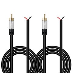RCA to Bare Wire Speaker Cable (2 Pack 20AWG 6 Feet, Male wire
