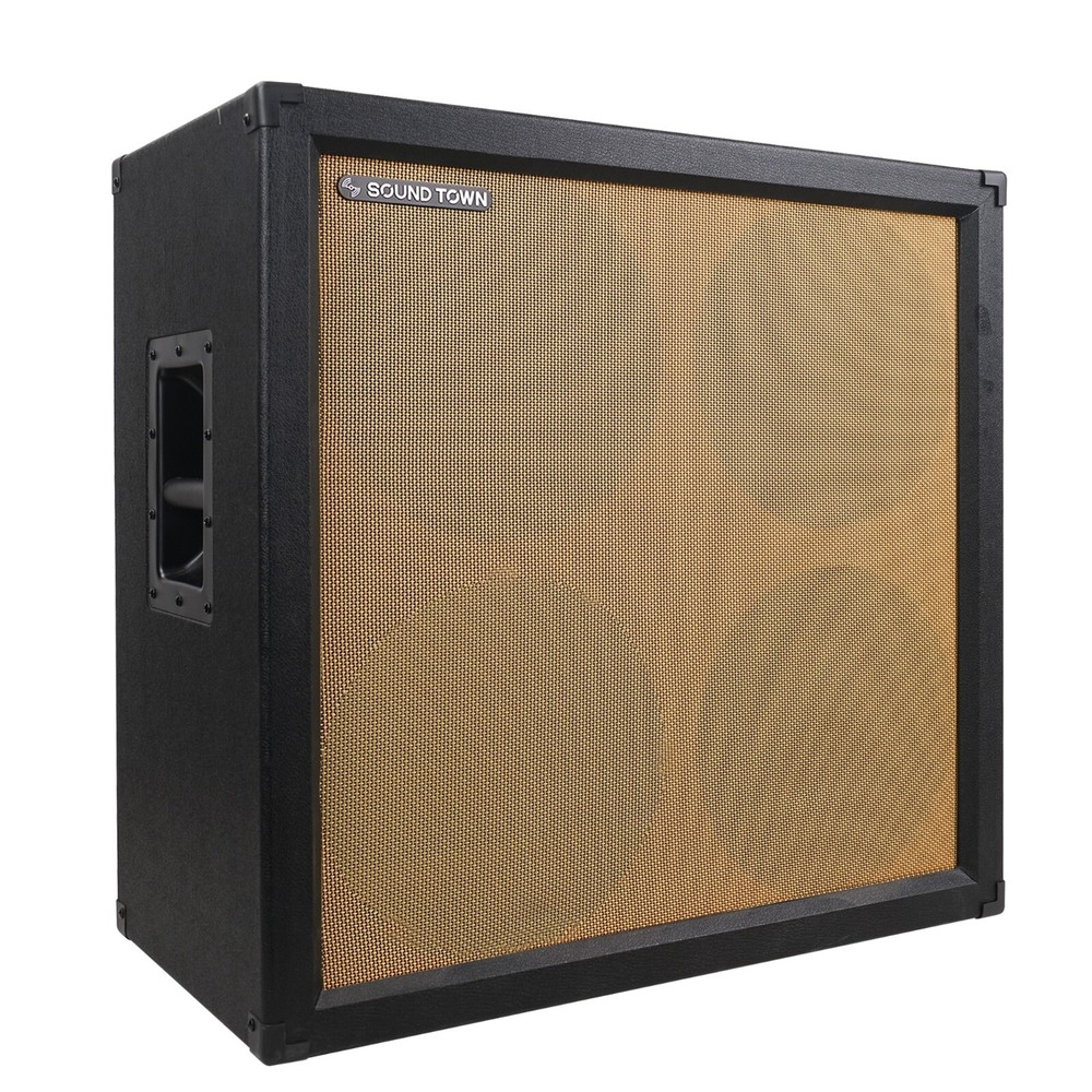 Sound Town 4 x 12″ Empty Guitar Speaker Cabinet, Plywood, Black (GUC412BK-EC)