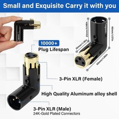 Heavy Duty XLR Male to Female 4 Pack – 90° Adapter