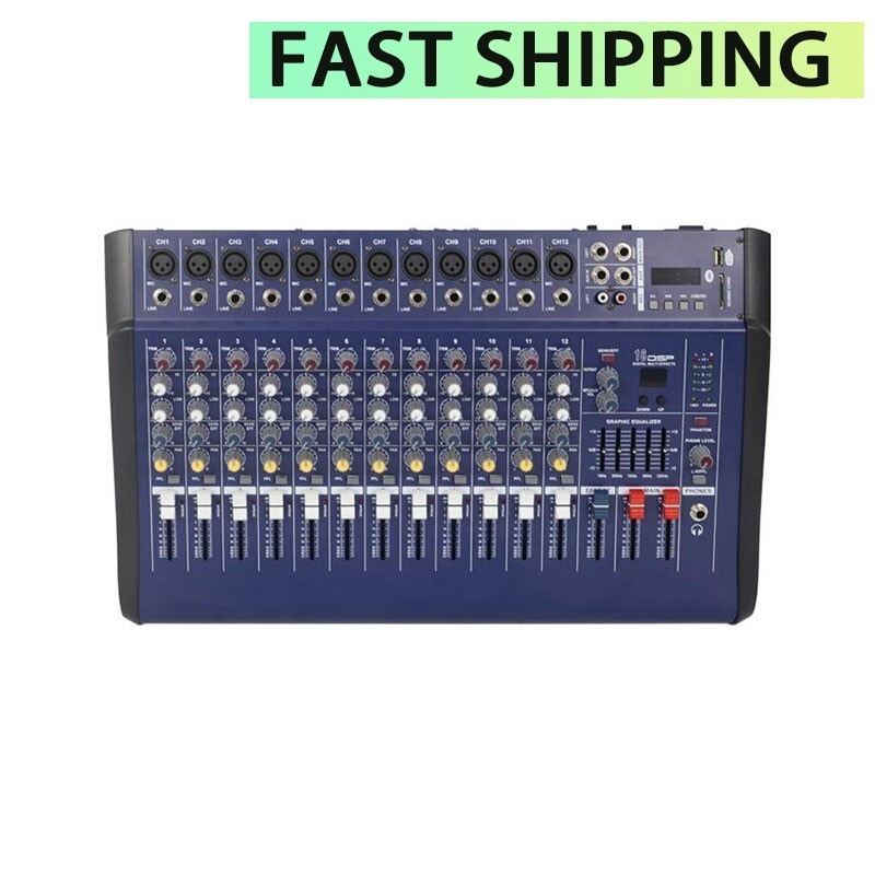 PMX1202D-USB 12-Ch Bluetooth Audio Mixer with Amp Built-in 16 DSP Reverb Presets