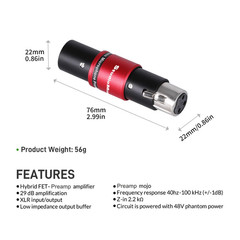 DPM1 XLR Dynamic Microphones Preamp, 29Db Gain & Low-Noise Signal Boost, Plug-An