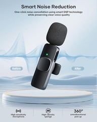 K8 Wireless Lavalier Clip Mic for iPhone iPad Samsung, Recording Vlog Microphone