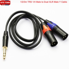 TRS 1/4 Male to Dual XLR Male Microphones Stereo Splitter Adapter Y Cable US