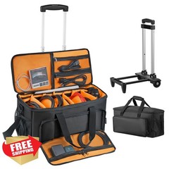 VEVOR DJ Cable Bag 21.3×9.5×10.2in Padded Wheels Dividers