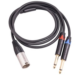 TRS 1/4 In to XLR Cable XLR 3Pin Male to Dual- Quarter Inch Male XLR to 6.35mm