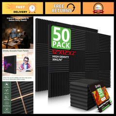 50 Pack Acoustic Foam Panels 2″x12″x12″ Soundproof Wedge Panels for Studio & Hom