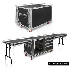 Sound Town 12U Workstation Rack Case w/ 4 Drawers & 2 Tables (STRC-SP12U4DT2)