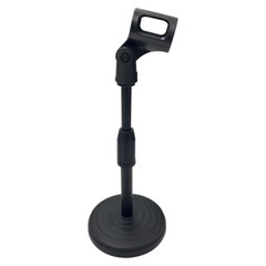 Adjustable Desktop Microphone Lifting Stand Mini Round Base with Mic Clip