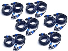 12Pack 25 ft Male Speakon to Speakon Speaker Cables, Audio Cord DJ Wire