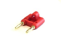 Red Dual Banana Plug 2 Conductor Terminal Gold Plated Speaker Connector