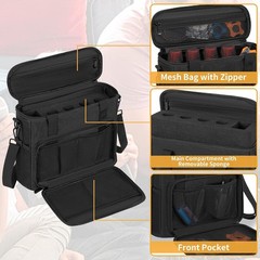 4 Slots Wireless Microphone Case with Foam, Microphone Carry Travel Bag with …
