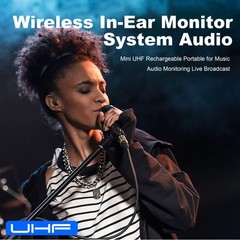 LMBGM A9 UHF Wireless in Ear Monitor System, Mono IEM Transmitter & Black