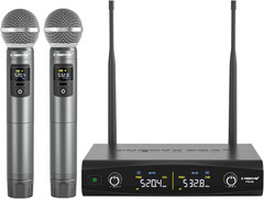 Phenyx Pro Wireless Microphone System Dual UHF Metal Mics 200ft