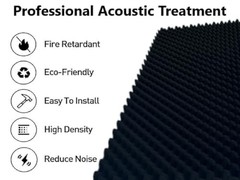 4 Pack Egg Crate Foam Sound Proof Foam Panels for Walls,48“X24“X2“ 4P Black