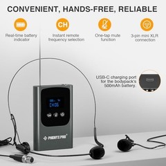 Digital Wireless Microphone System with Mini Receiver & Bodypack Transmitter, 15