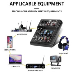 NG-3 4 Channel DJ Audio Mixer, 48v Phantom, 99 Effects, USB, Bluetooth MP3