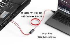 MIDI to USB Interface Cable for Keyboard/Synthesizer, iOS/Android/Windows/Mac…
