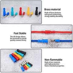 QOOSIKICC 100 Pcs Bullet Connectors Kit, red, yellow, green, black and blue