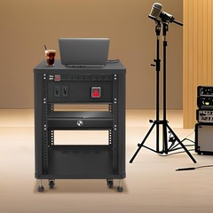 19“ 15U AV Equipment Rack w/ Caster Wheels Universal Network & Stereo Stand