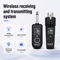 Dynamic Range 110dB Wireless Guitar XLR Transmitter Receiver System 30-50m Black