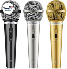 3PCS Fake Microphone Prop Set, Multi-Colors Plastic Pretend Play Microphone for