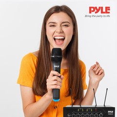Pyle Wireless Microphones, Professional UHF Dual Microphones One Size, Black