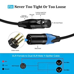 Smithok 2pack XLR Y Splitter Cable,Female to Dual Male Y 2pack*1.6ft, black