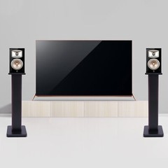 1 Pair 28″ Wood Speaker Stands Yellow Sandalwood/Black Walnut for HiFi Bookshelf