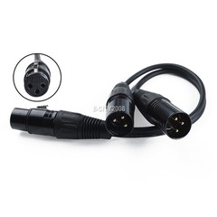 3-Pin XLR Female Jack to Dual 2 Male Plug Y Splitter Mic DJ Cable Adaptor 16 AWG