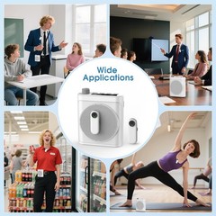 15W Wireless Voice Amplifier with 2 Magnetic Lavalier Mics & Noise White