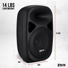 LyxPro 8“ Active PA Speaker System, Equalizer, Bluethooth & More