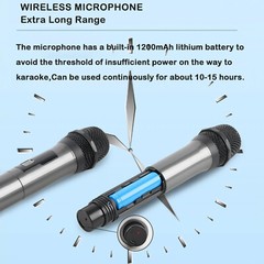 2PCS Professional VHF Wireless Microphone Handheld Mic System Karaoke w/Receiver
