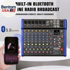 12-Channel Audio Interface Mixer Board, Bluetooth Studio Mixing Console XLR Micr