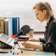 Podcast Equipment Bundle | USB Condenser Microphone Mini-Tripod & Windscreen …